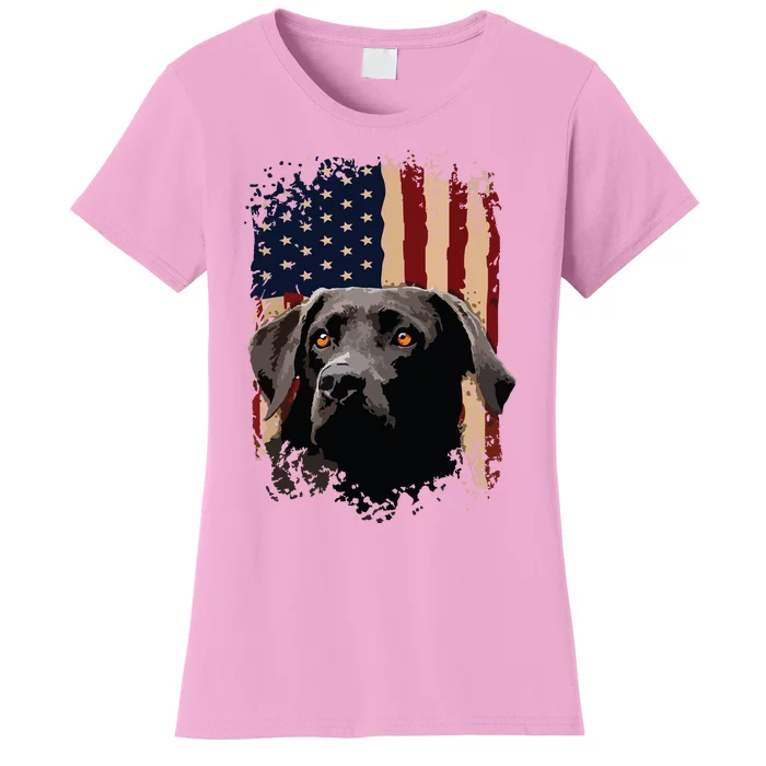 American Black Labrador USA Flag Lab Owner Women's T-Shirt