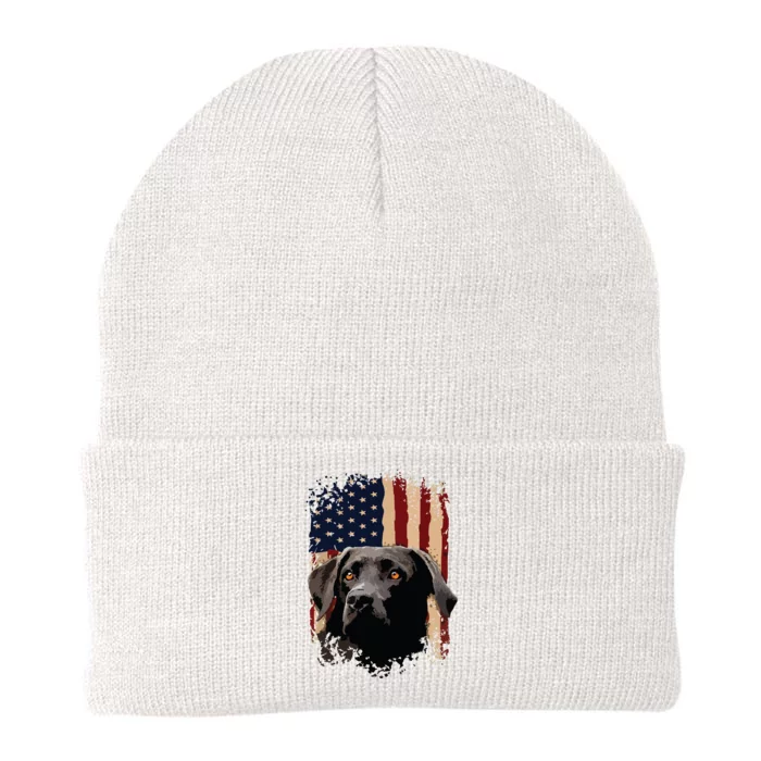 American Black Labrador USA Flag Lab Owner Knit Cap Winter Beanie