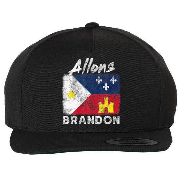 Allons Brandon Louisiana Acadiana Flag Distressed Effect Wool Snapback Cap