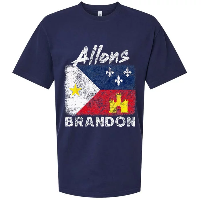 Allons Brandon Louisiana Acadiana Flag Distressed Effect Sueded Cloud Jersey T-Shirt