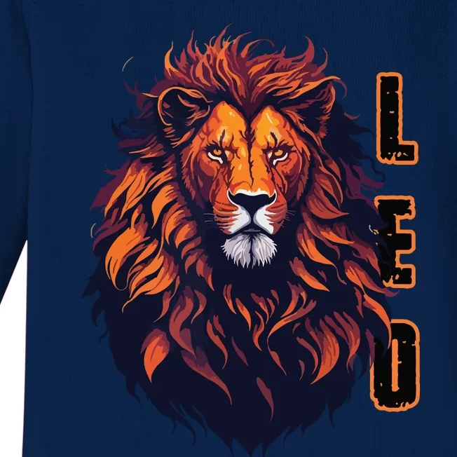 August Birthday Leo Lion Pride Graphic Zodiac Baby Long Sleeve Bodysuit