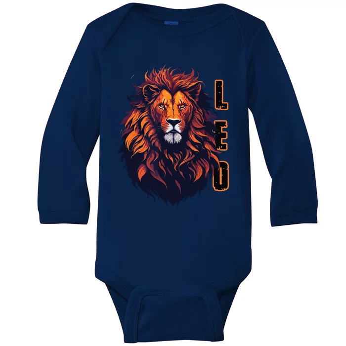 August Birthday Leo Lion Pride Graphic Zodiac Baby Long Sleeve Bodysuit