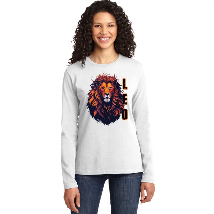 August Birthday Leo Lion Pride Graphic Zodiac Ladies Long Sleeve Shirt