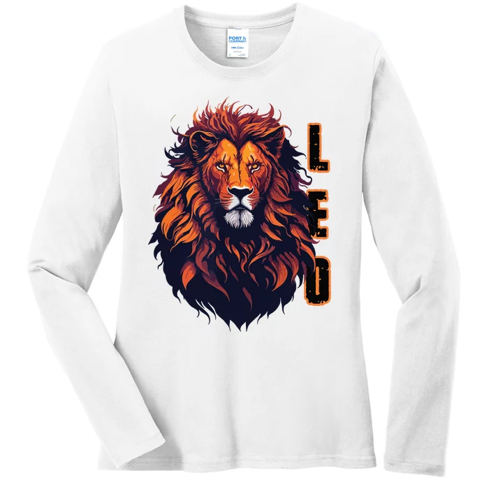 August Birthday Leo Lion Pride Graphic Zodiac Ladies Long Sleeve Shirt