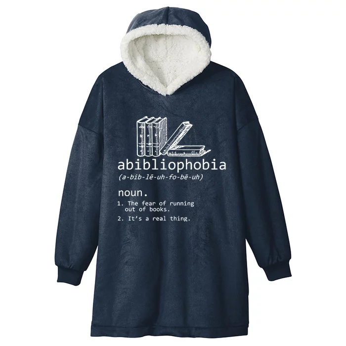 Abibliophobia Book Lover Vintage Reader Bookworm Bibliophile Hooded Wearable Blanket