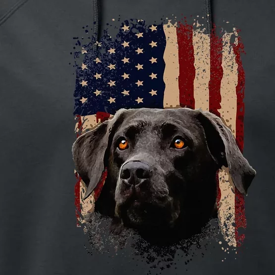 American Black Labrador USA Flag Lab Owner Performance Fleece Hoodie