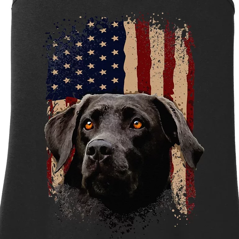 American Black Labrador USA Flag Lab Owner Ladies Essential Tank