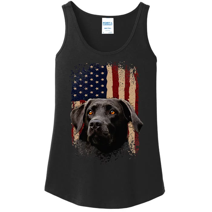 American Black Labrador USA Flag Lab Owner Ladies Essential Tank