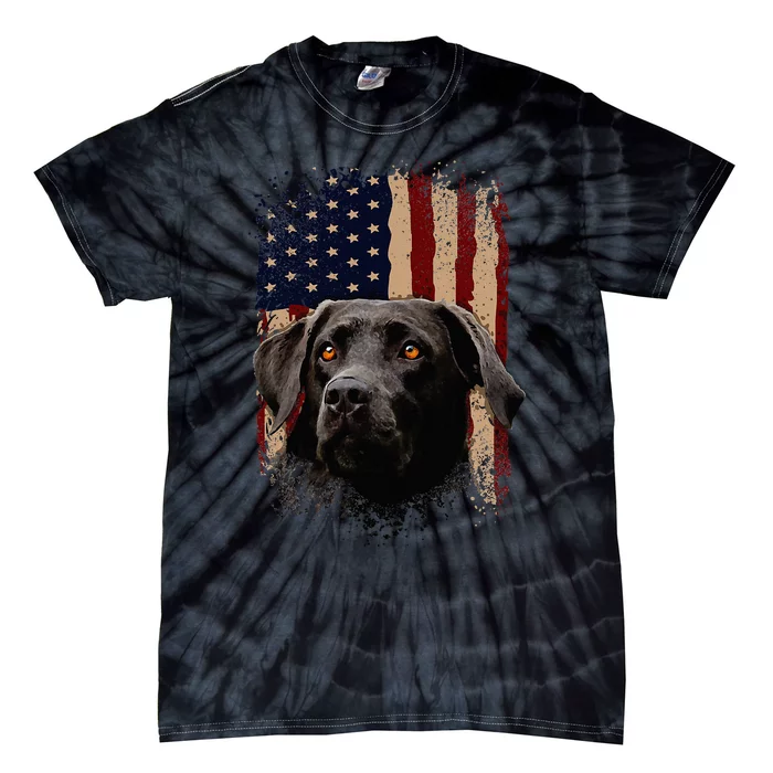 American Black Labrador USA Flag Lab Owner Tie-Dye T-Shirt