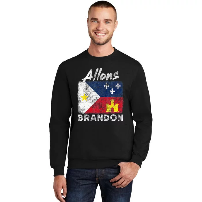 Allons Brandon Louisiana Acadiana Flag Distressed Effect Tall Sweatshirt