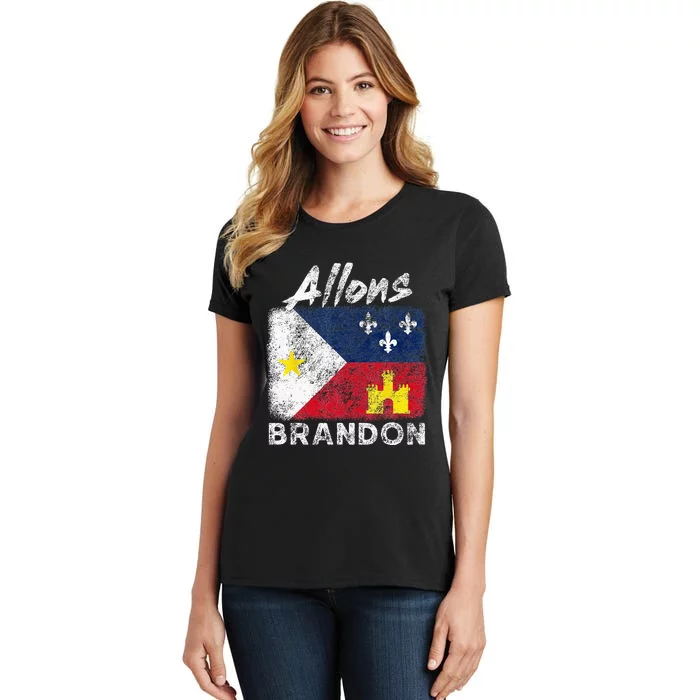 Allons Brandon Louisiana Acadiana Flag Distressed Effect Women's T-Shirt