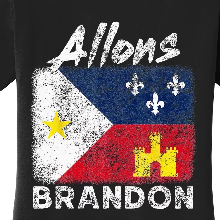 Allons Brandon Louisiana Acadiana Flag Distressed Effect Women's T-Shirt