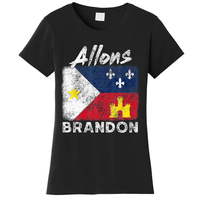 Allons Brandon Louisiana Acadiana Flag Distressed Effect Women's T-Shirt