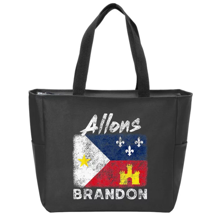 Allons Brandon Louisiana Acadiana Flag Distressed Effect Zip Tote Bag