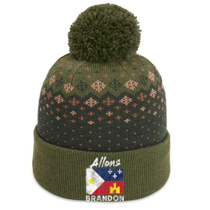 Allons Brandon Louisiana Acadiana Flag Distressed Effect The Baniff Cuffed Pom Beanie