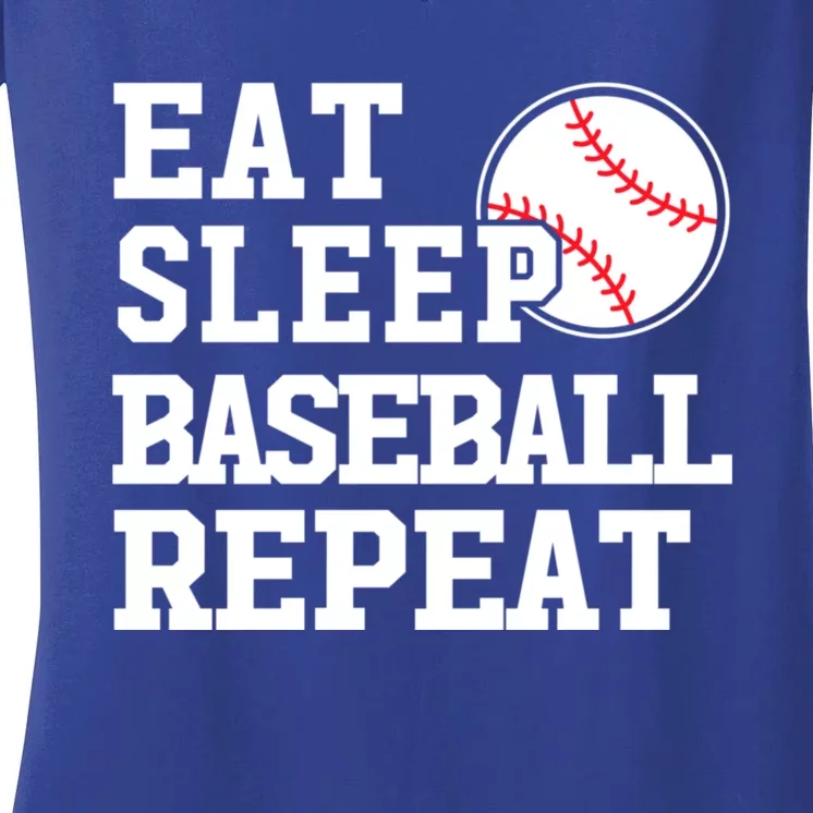 Awesome Baseball Lovers Meaningful Gift Eat Sleep Baseball Repeat Gift Women's V-Neck T-Shirt