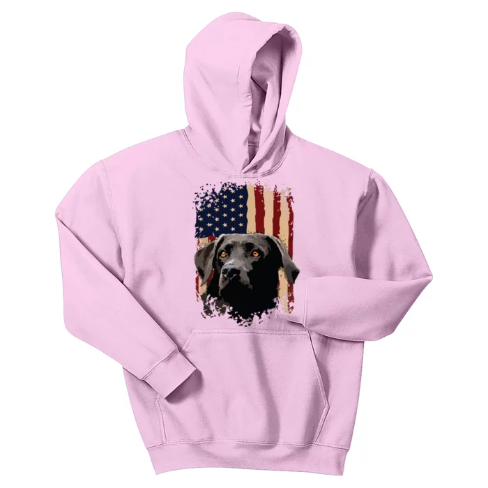 American Black Labrador USA Flag Lab Owner Kids Hoodie