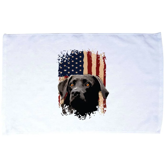 American Black Labrador USA Flag Lab Owner Microfiber Hand Towel