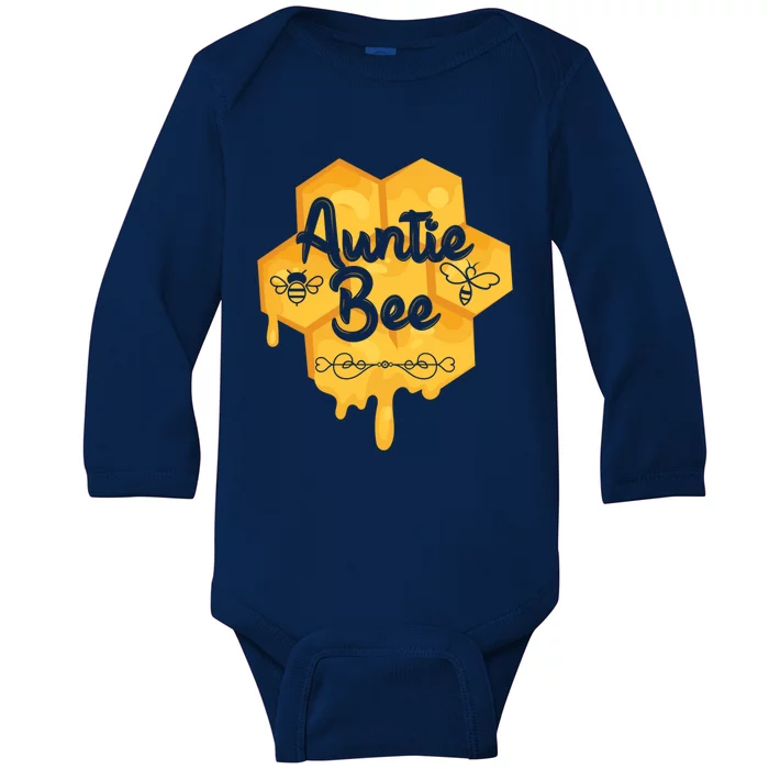 Auntie Bee Mothers Day Honey Beehive Honeycomb Stingless Gift Baby Long Sleeve Bodysuit