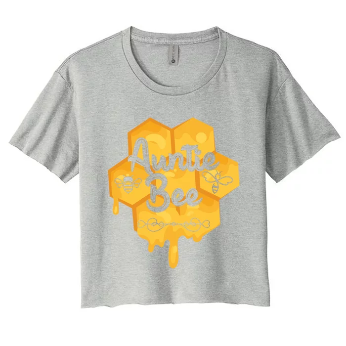 Auntie Bee Mothers Day Honey Beehive Honeycomb Stingless Gift Women's Crop Top Tee