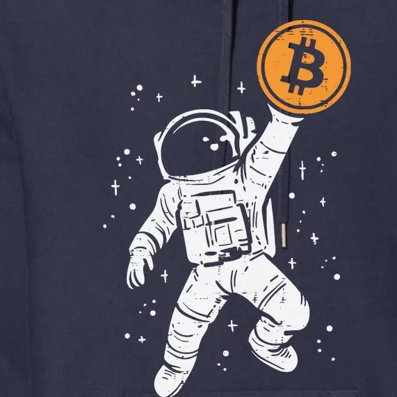 Astronaut Bitcoin Moon Funny Crypto Cryptocurrency Premium Hoodie