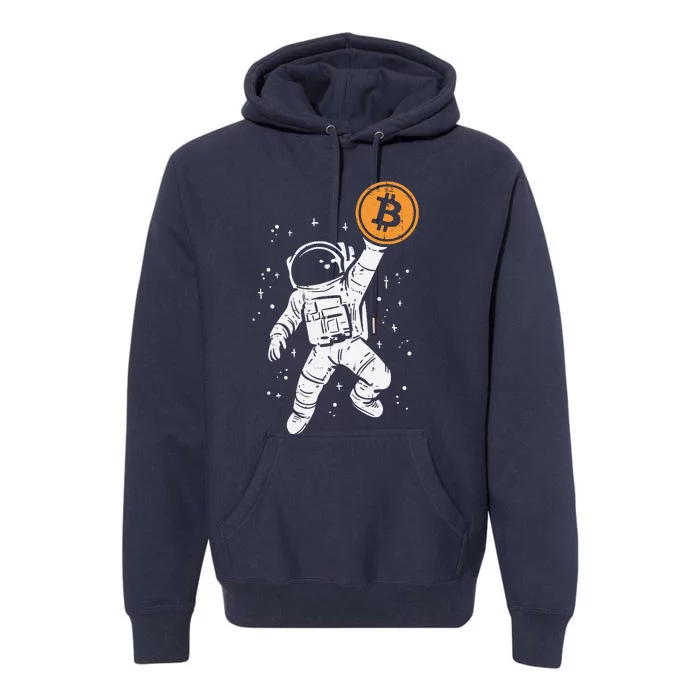 Astronaut Bitcoin Moon Funny Crypto Cryptocurrency Premium Hoodie