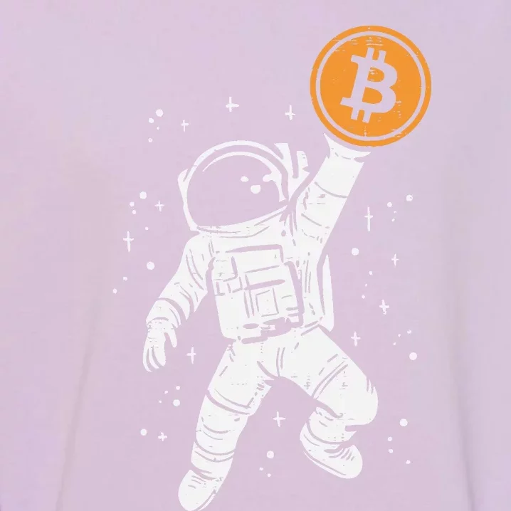 Astronaut Bitcoin Moon Funny Crypto Cryptocurrency Garment-Dyed Sweatshirt