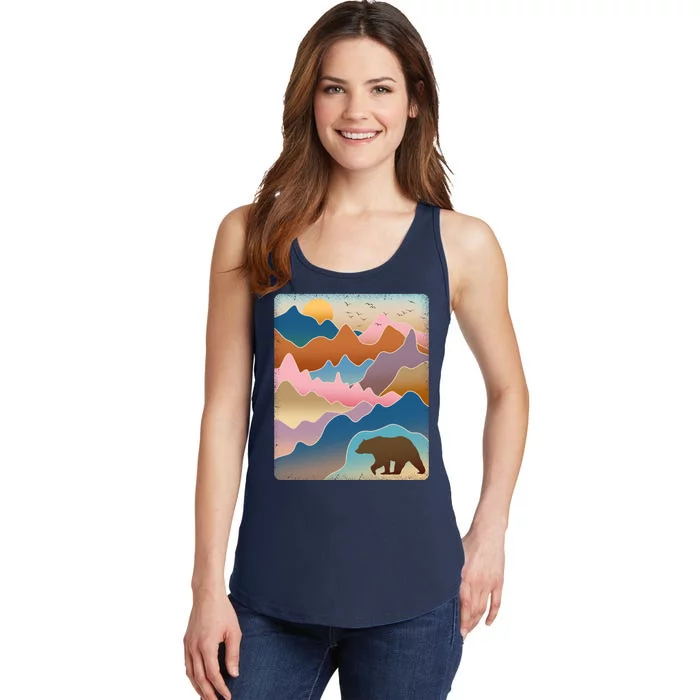 Abstract Bear Mountain Wilderness Ladies Essential Tank