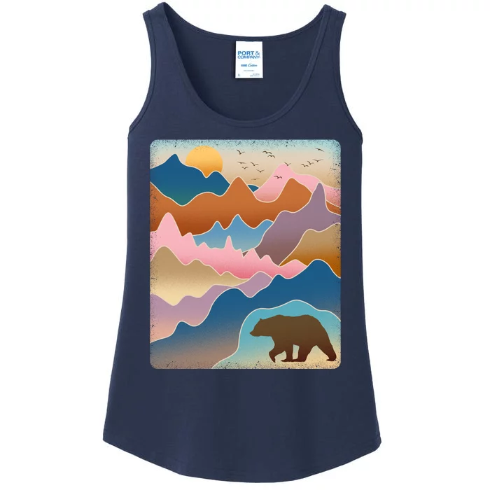 Abstract Bear Mountain Wilderness Ladies Essential Tank