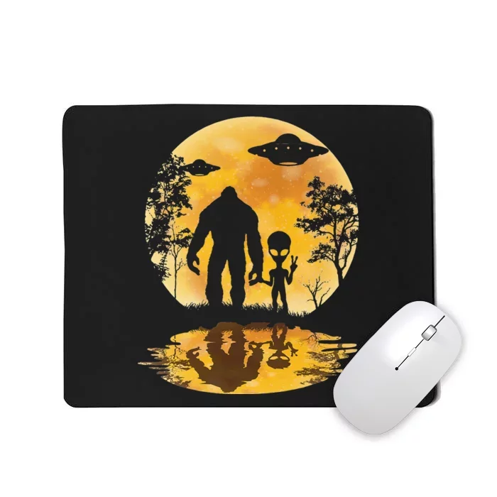 Alien Bigfoot Moon Sasquatch UFO Extraterrestrial Mousepad