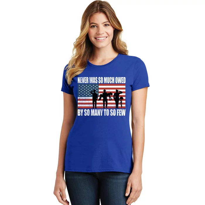 America Brave Military Soldier Us Flag Veteran Cool Gift Women's T-Shirt