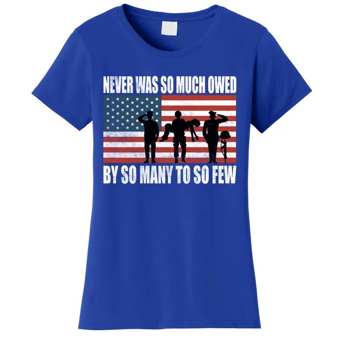 America Brave Military Soldier Us Flag Veteran Cool Gift Women's T-Shirt