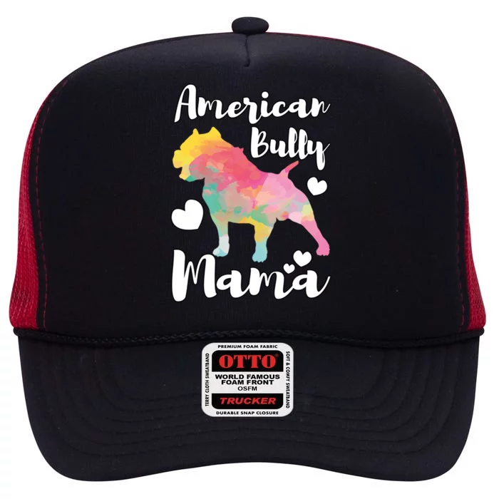 American Bully Mama Bulldog Owner Mom Gift High Crown Mesh Trucker Hat