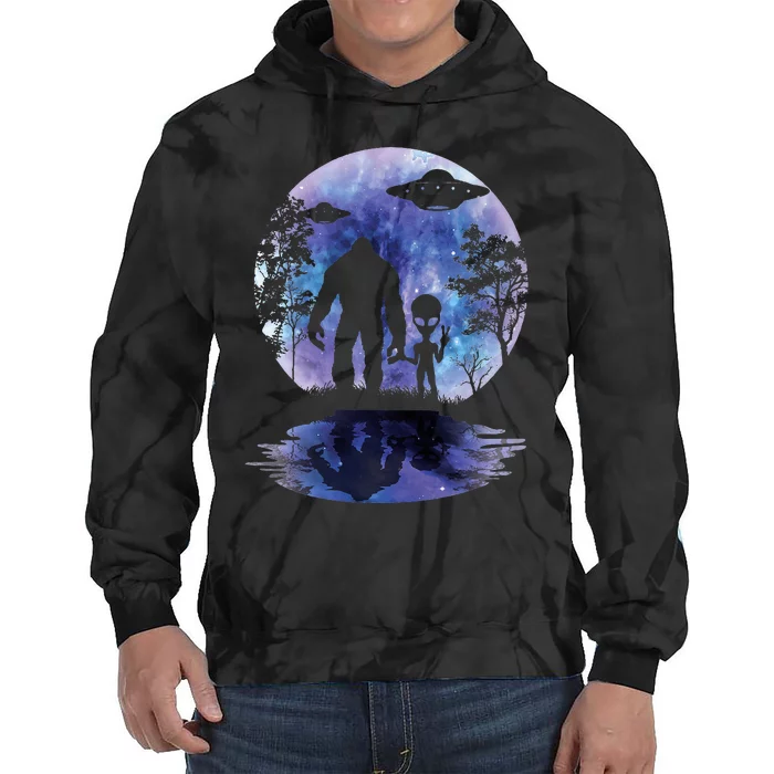 Alien Bigfoot Moon Sasquatch Ufo Extraterrestrial Tie Dye Hoodie