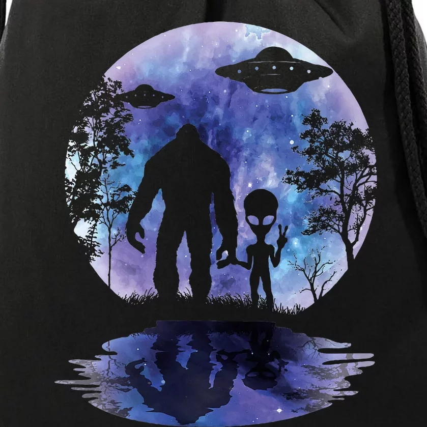 Alien Bigfoot Moon Sasquatch Ufo Extraterrestrial Drawstring Bag