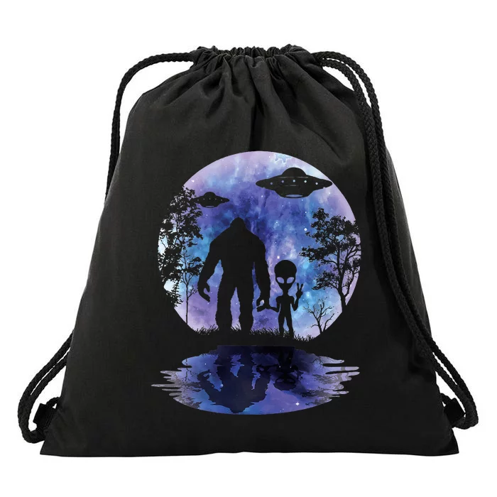 Alien Bigfoot Moon Sasquatch Ufo Extraterrestrial Drawstring Bag