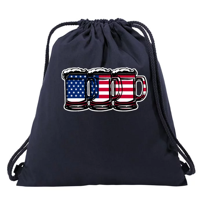 America Beer Mugs Drawstring Bag