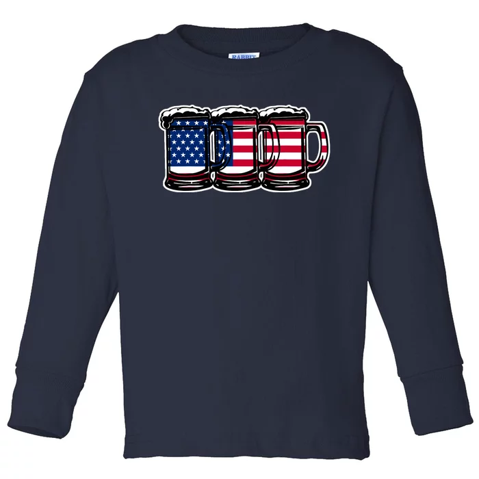 America Beer Mugs Toddler Long Sleeve Shirt