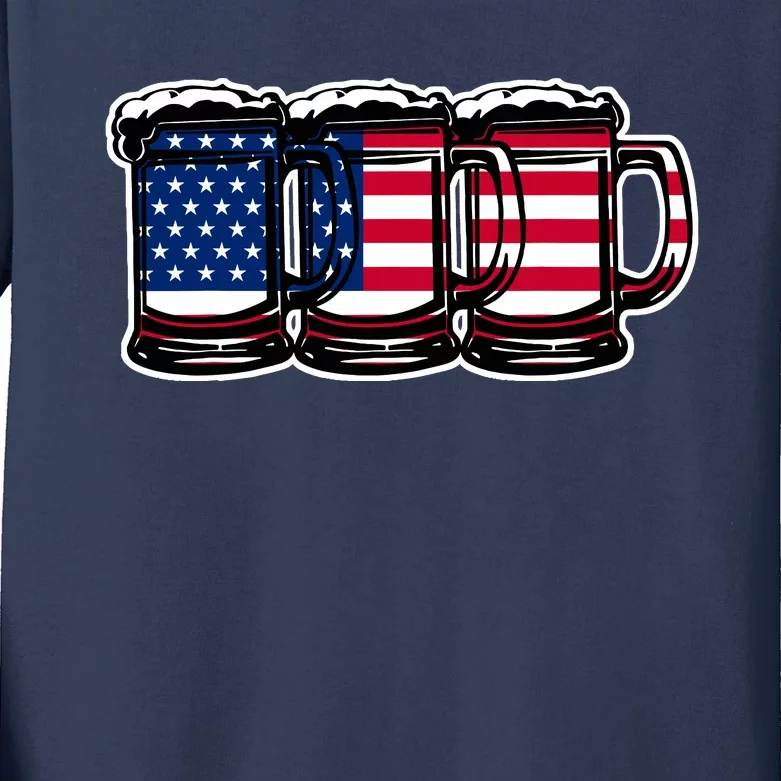 America Beer Mugs Kids Long Sleeve Shirt