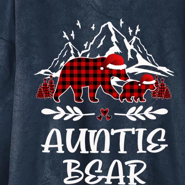 Auntie Bear Meaningful Gift Red Buffalo Plaid Grandma Bear Pajama Gift Hooded Wearable Blanket