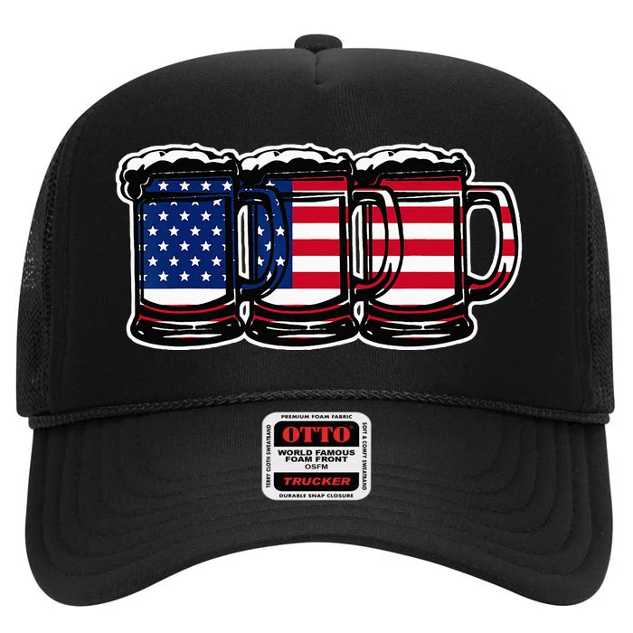 America Beer Mugs High Crown Mesh Trucker Hat