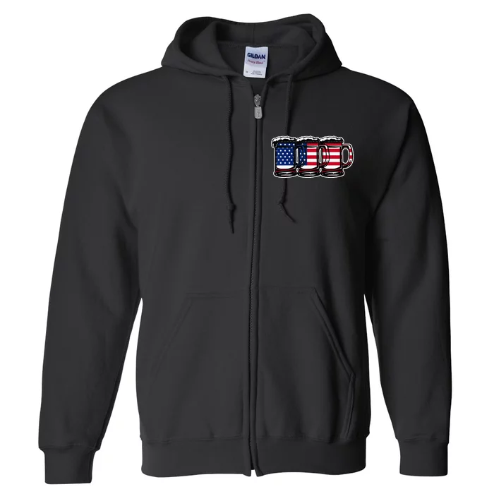 America Beer Mugs Full Zip Hoodie