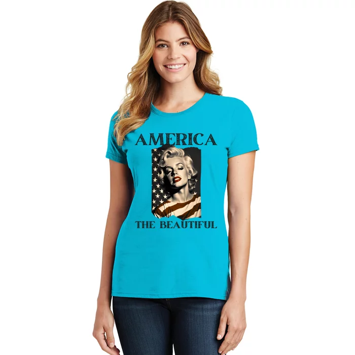 America Beautiful Marilyn My Sister Marilyn American Flag Gift Women's T-Shirt