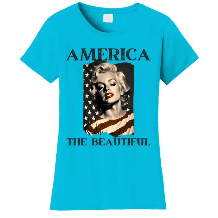 America Beautiful Marilyn My Sister Marilyn American Flag Gift Women's T-Shirt