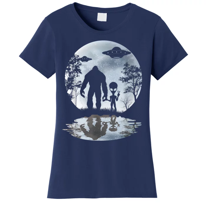 Alien Bigfoot Moon Sasquatch UFO Extraterrestrial Men Women Women's T-Shirt