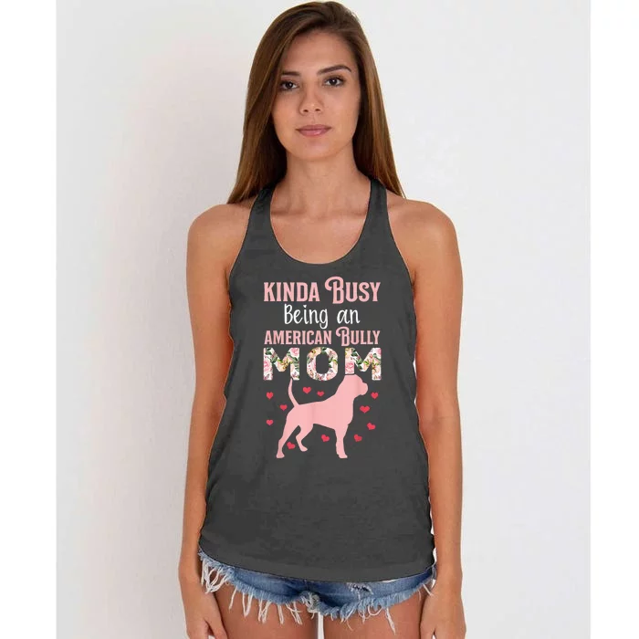 American Bully Mom Shirt Pitty Pitties Bulldog Mama Gift Women's Knotted Racerback Tank