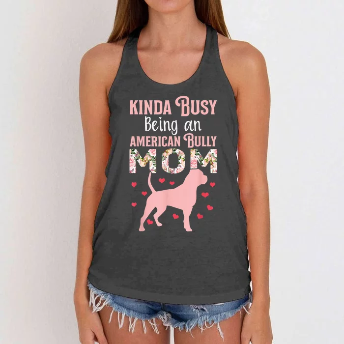 American Bully Mom Shirt Pitty Pitties Bulldog Mama Gift Women's Knotted Racerback Tank