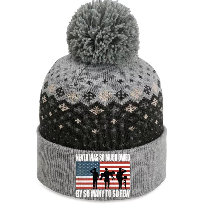 America Brave Military Soldier Us Flag Veteran Gift The Baniff Cuffed Pom Beanie