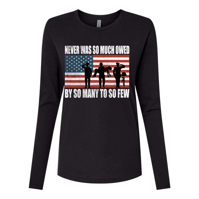 America Brave Military Soldier Us Flag Veteran Gift Womens Cotton Relaxed Long Sleeve T-Shirt