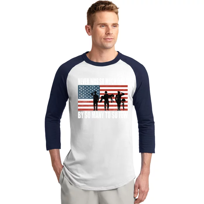 America Brave Military Soldier Us Flag Veteran Gift Baseball Sleeve Shirt